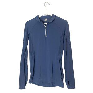 Gap Fit Blue High Shine Quarter Zip Top Size Small Athleisure Workout Run